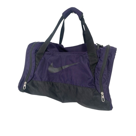 Vintage 90s Nike Duffel Bag Luggage Gym Purple Black White Tag Swoosh - Picture 2 of 11
